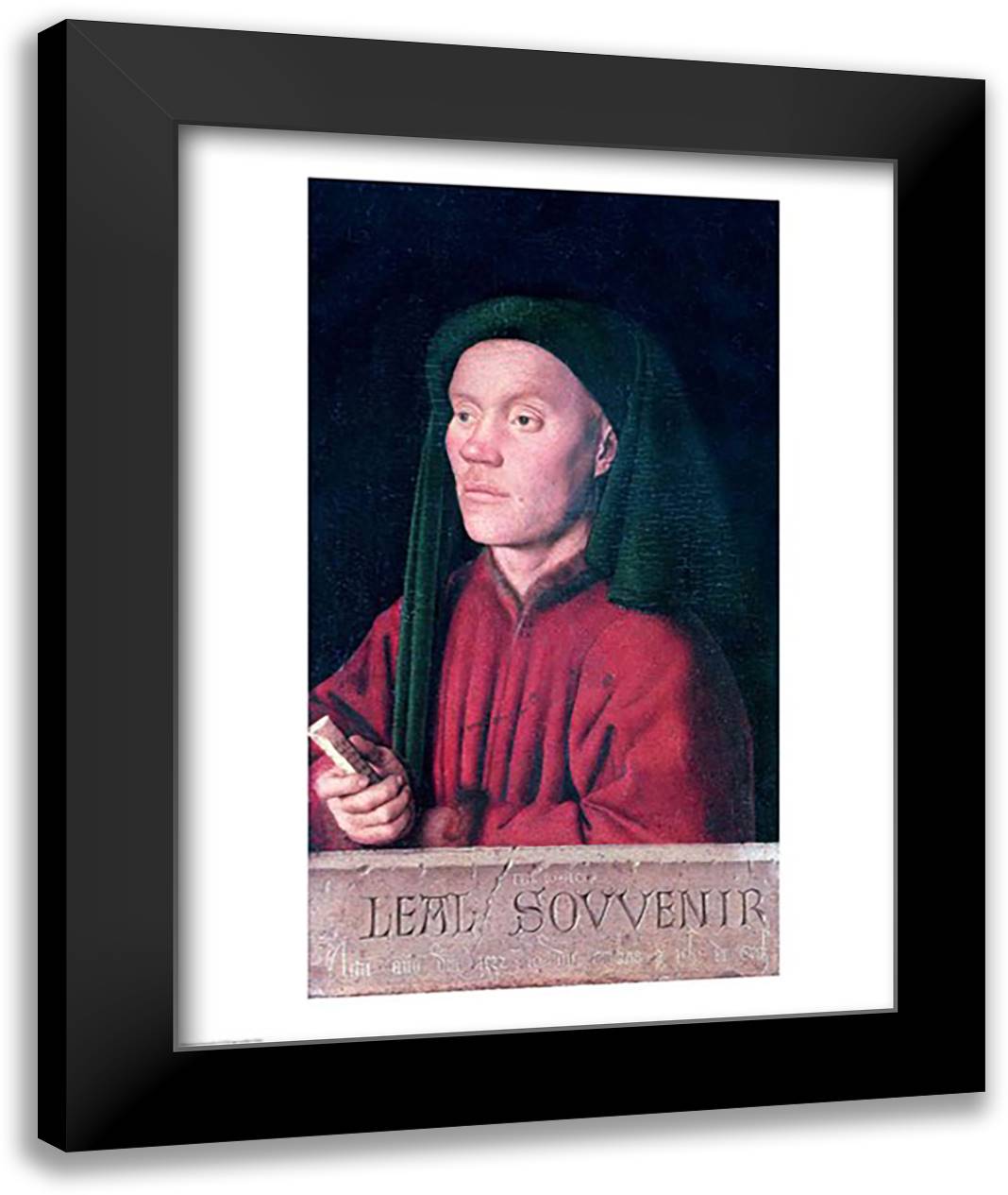 Portrait of a Young Man, 1432 22x28 Black Modern Wood Framed Art Print Poster by Eyck, Jan Van