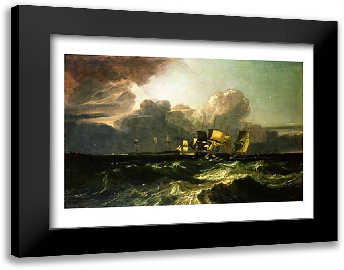 Ships Bearing up for Anchorage 28x22 Black Modern Wood Framed Art Print Poster by Turner, J.M.W.