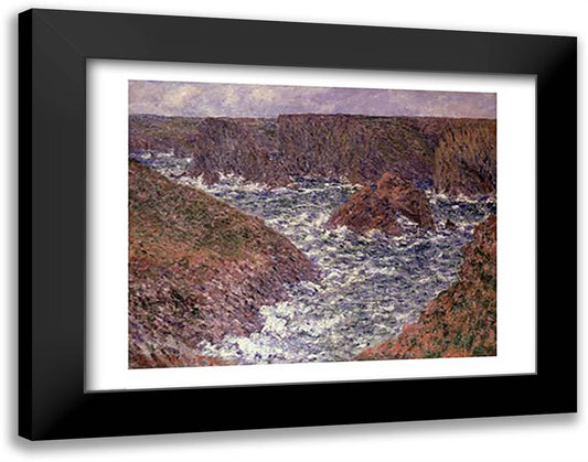 Port Domois at Belle Ile, 1886 28x22 Black Modern Wood Framed Art Print Poster by Monet, Claude