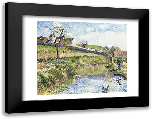 The Farm at Osny, 1883 28x22 Black Modern Wood Framed Art Print Poster by Pissarro, Camille