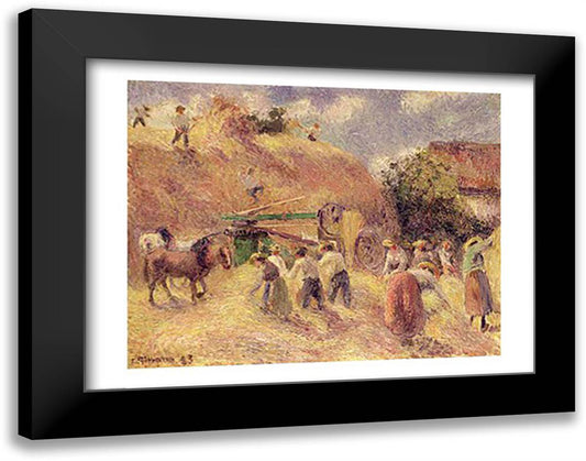 The Harvest, 1883 28x22 Black Modern Wood Framed Art Print Poster by Pissarro, Camille