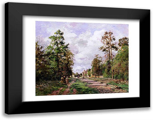 The road to Louveciennes at the edge of the wood, 1871 28x22 Black Modern Wood Framed Art Print Poster by Pissarro, Camille