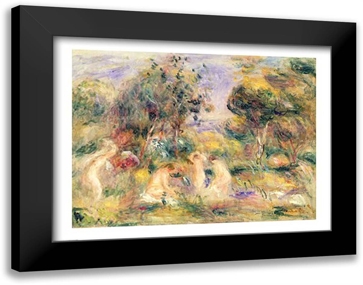 The Bathers 28x22 Black Modern Wood Framed Art Print Poster by Renoir, Pierre-Auguste