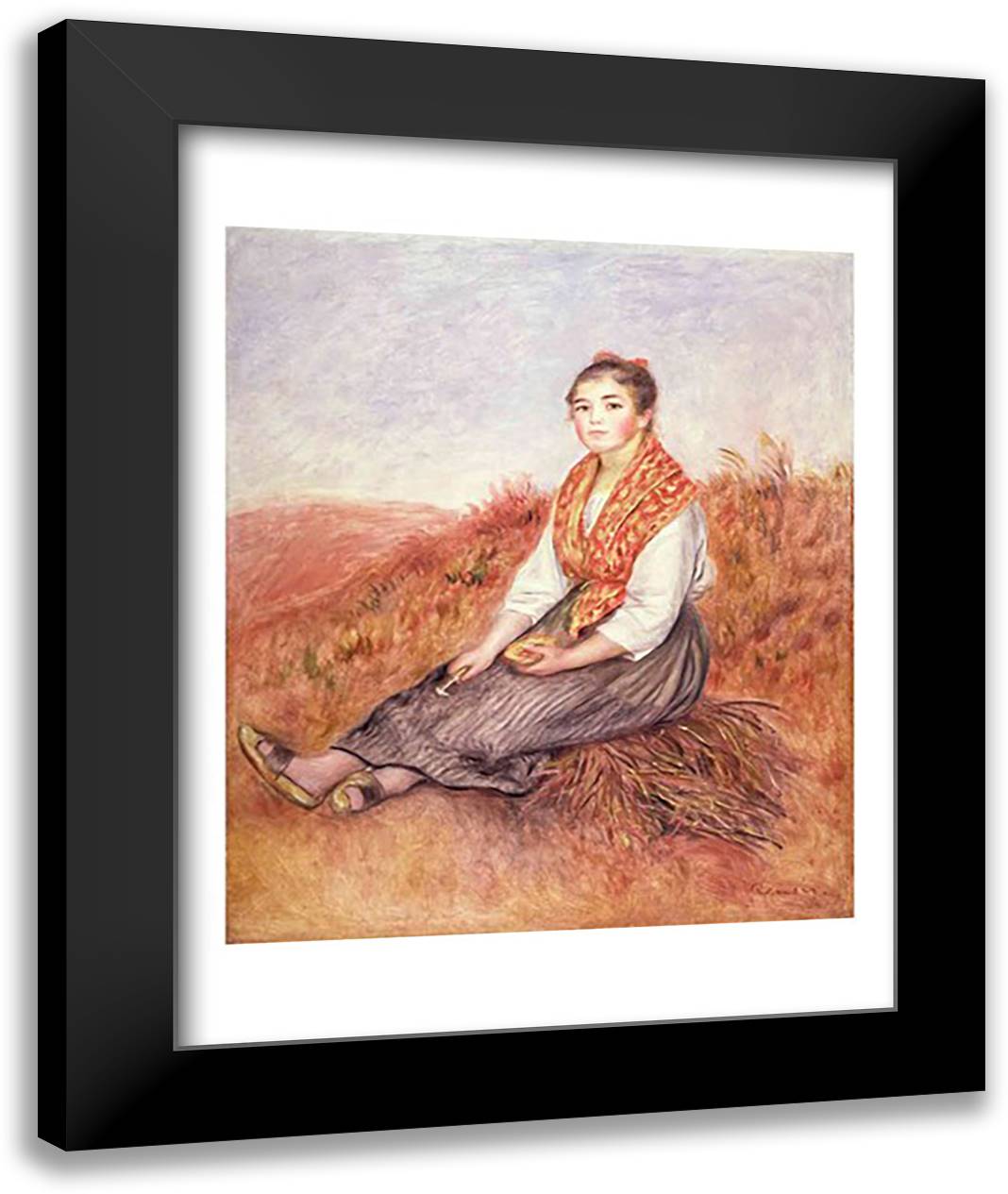 Woman with a bundle of firewood, c.1882 22x28 Black Modern Wood Framed Art Print Poster by Renoir, Pierre-Auguste