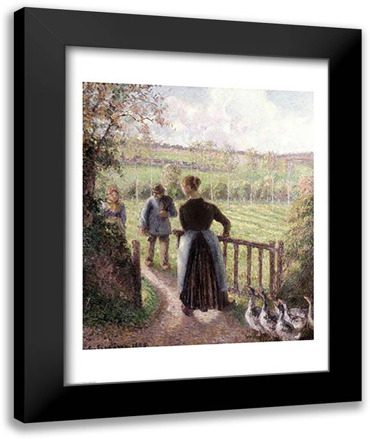 The Woman with the Geese, 1895 22x28 Black Modern Wood Framed Art Print Poster by Pissarro, Camille