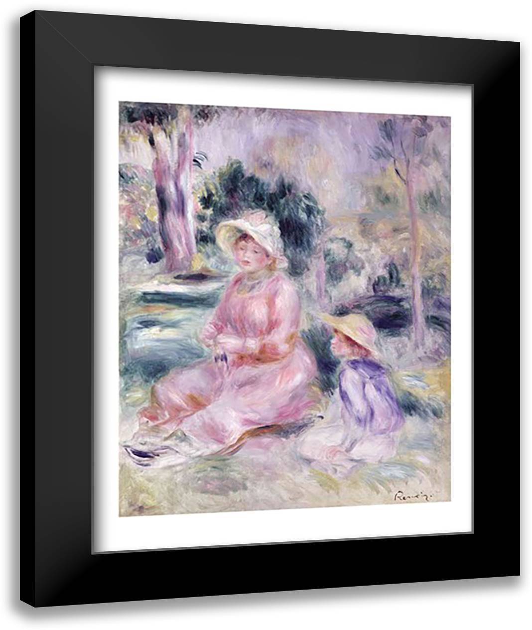 Madame Renoir and her son Pierre, 1890 22x28 Black Modern Wood Framed Art Print Poster by Renoir, Pierre-Auguste