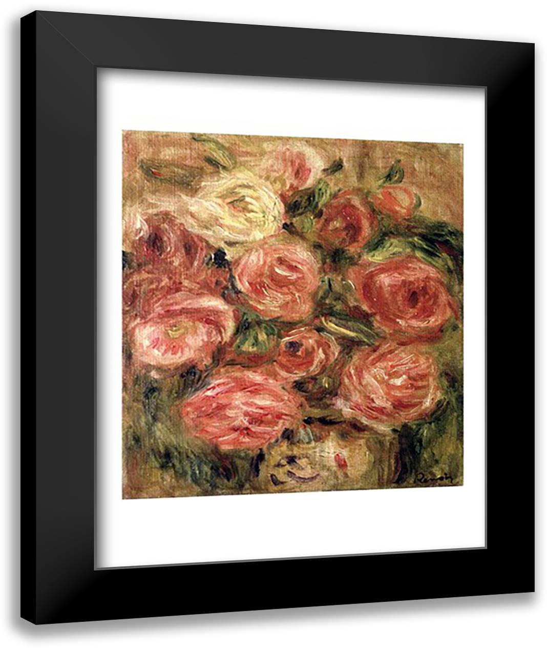 Flowers, 1913-19 22x28 Black Modern Wood Framed Art Print Poster by Renoir, Pierre-Auguste