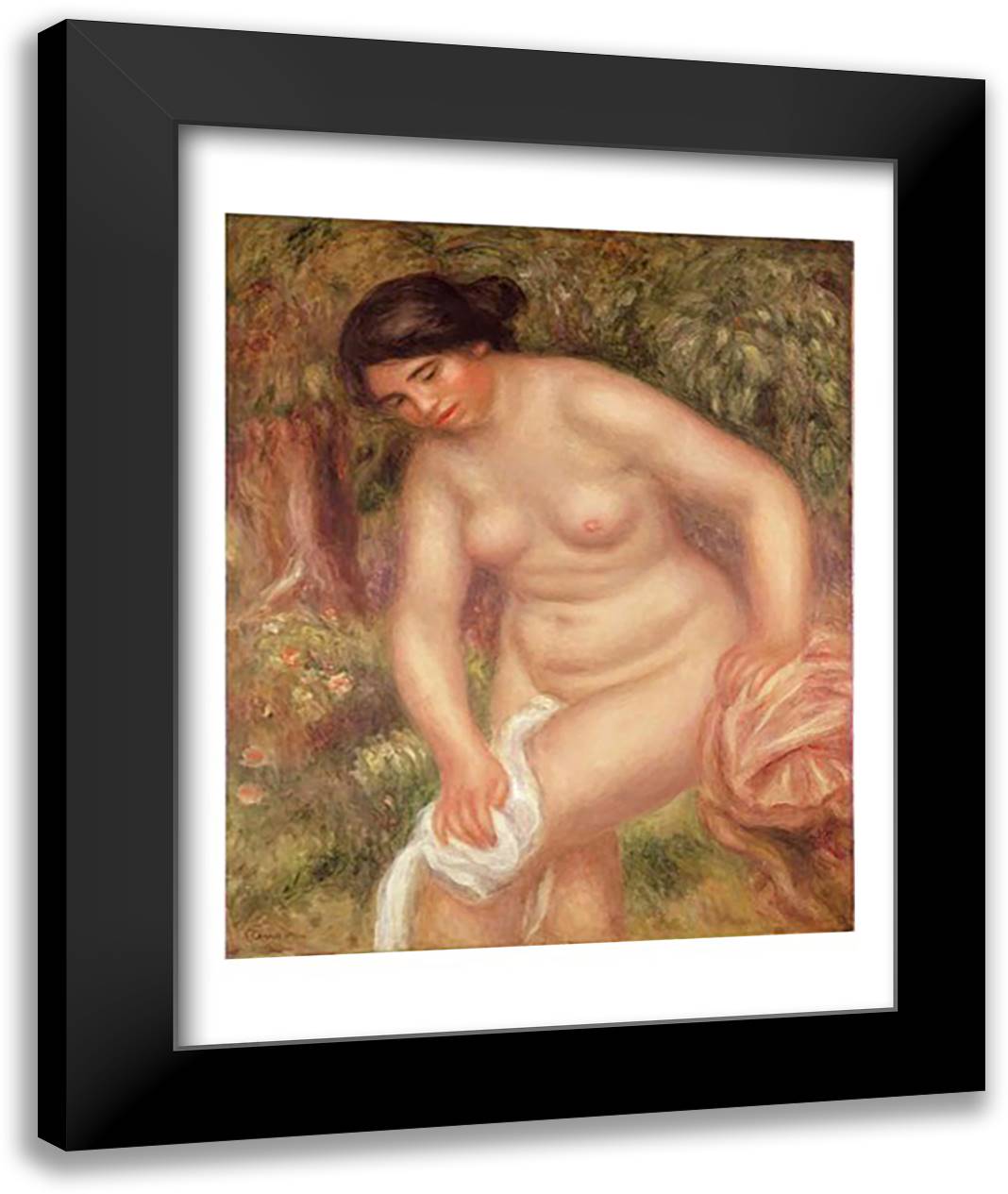 Bather drying herself, 1895 22x28 Black Modern Wood Framed Art Print Poster by Renoir, Pierre-Auguste
