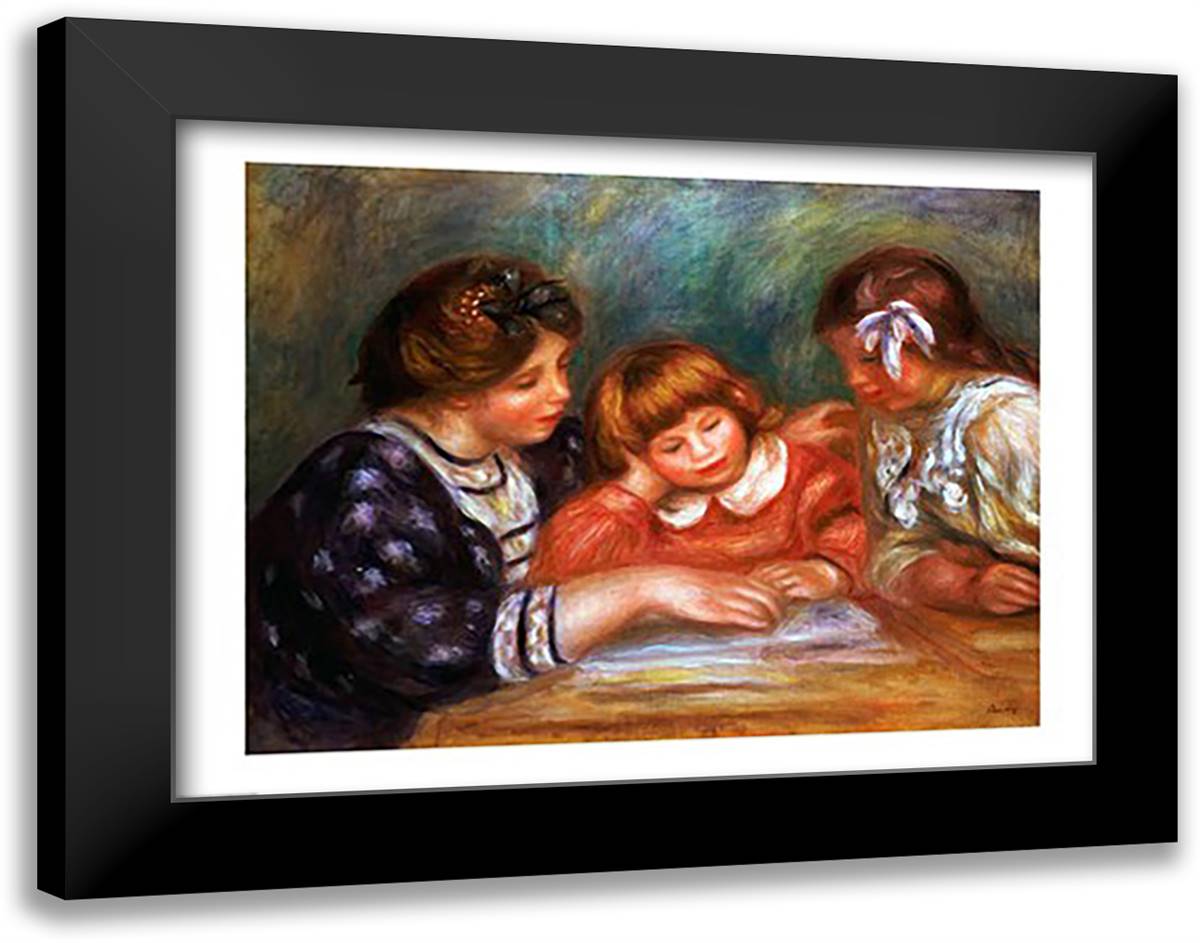 The Lesson, 1906 28x22 Black Modern Wood Framed Art Print Poster by Renoir, Pierre-Auguste