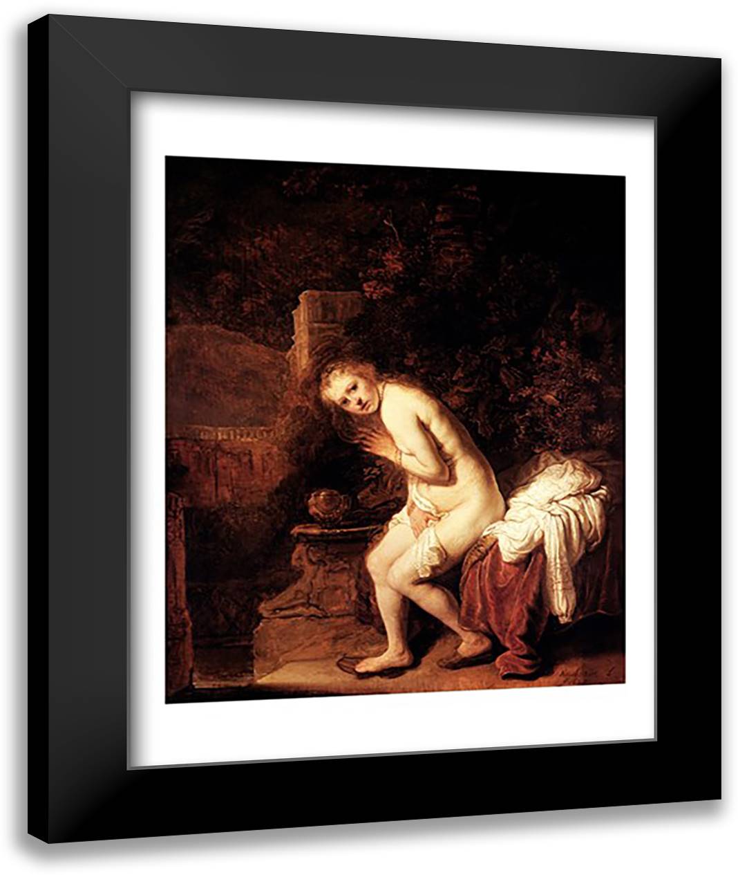 Susanna and the Elders, c.1634 22x28 Black Modern Wood Framed Art Print Poster by Rembrandt