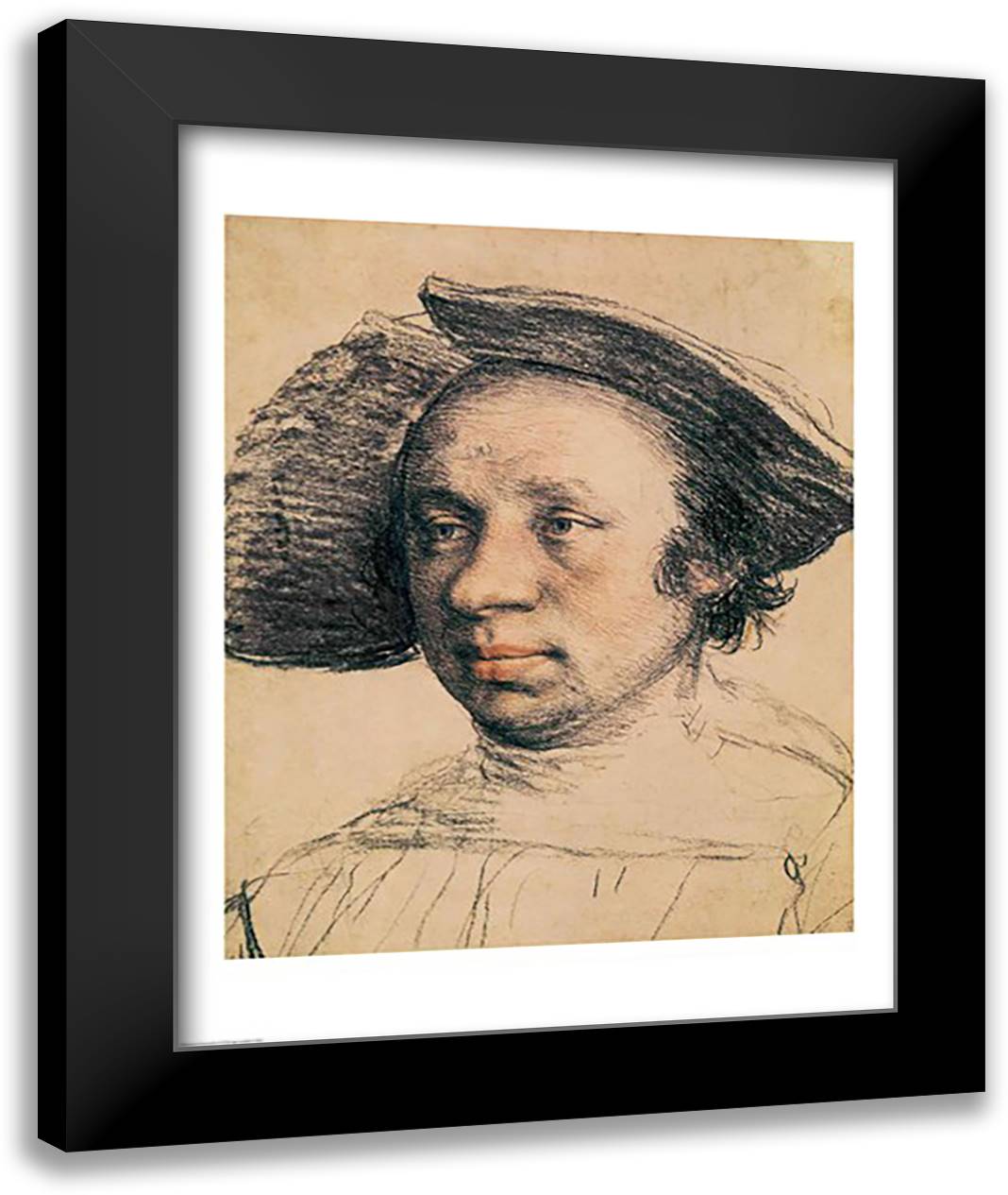 Portrait of a Youth in a Broad-brimmed Hat 22x28 Black Modern Wood Framed Art Print Poster by Holbein, Hans