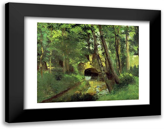The Little Bridge, Pontoise, 1875 28x22 Black Modern Wood Framed Art Print Poster by Pissarro, Camille