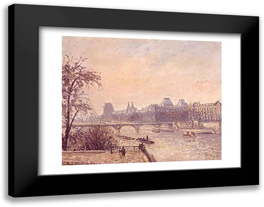 The Seine and the Louvre, 1903 28x22 Black Modern Wood Framed Art Print Poster by Pissarro, Camille