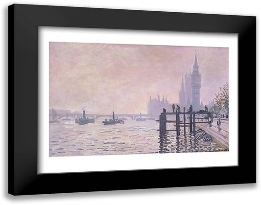 The Thames below Westminster, 1871 28x22 Black Modern Wood Framed Art Print Poster by Monet, Claude