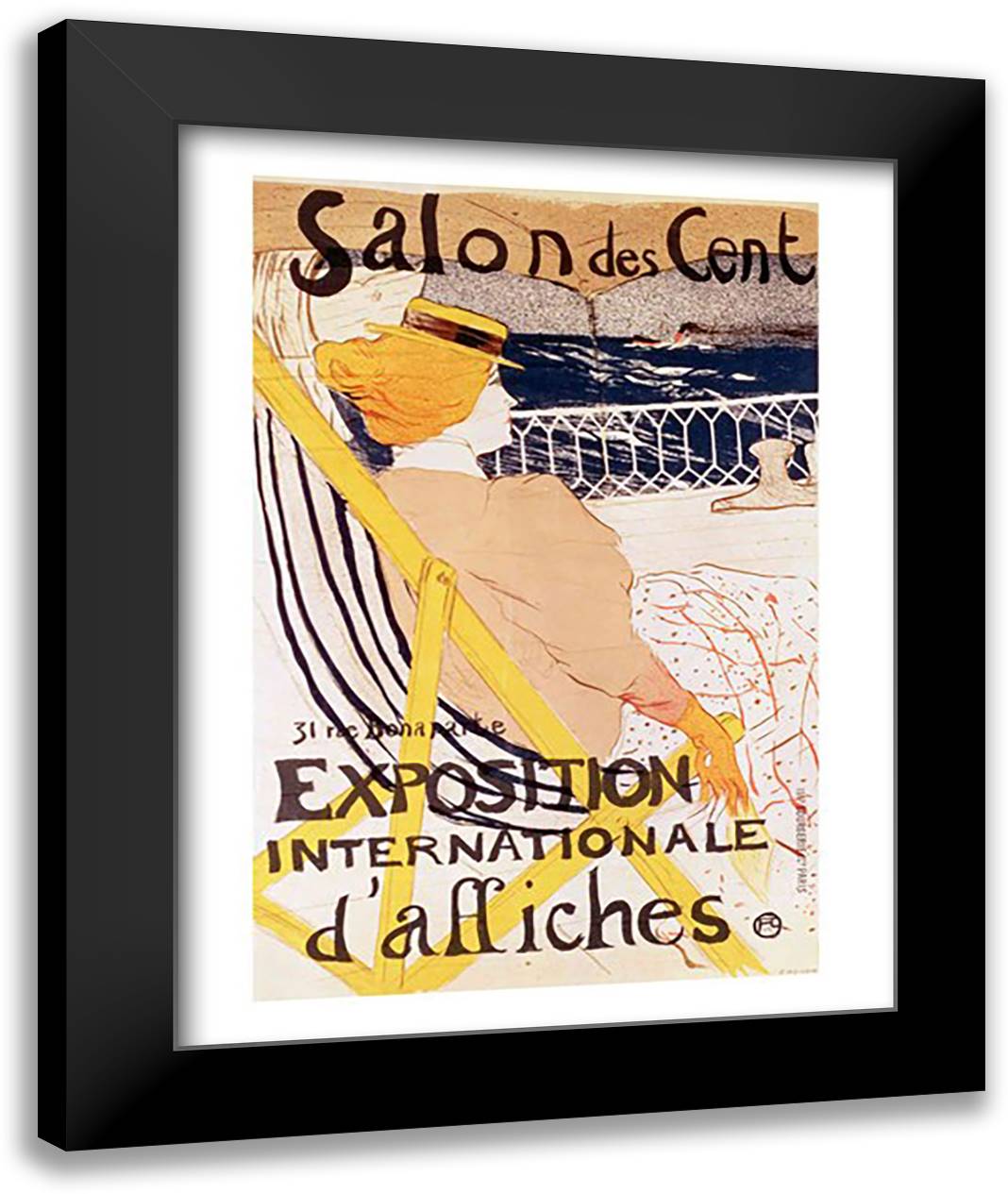 Poster advertising the 'Exposition Internationale d'Affiches', Paris, c.1896 22x28 Black Modern Wood Framed Art Print Poster by Toulouse-Lautrec, Henri de