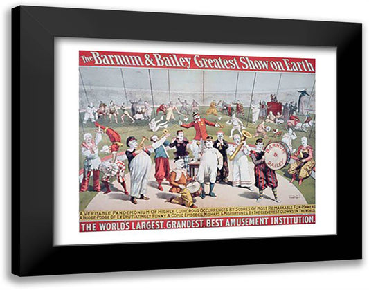 Poster advertising the Barnum and Bailey Greatest Show on Earth 28x22 Black Modern Wood Framed Art Print Poster