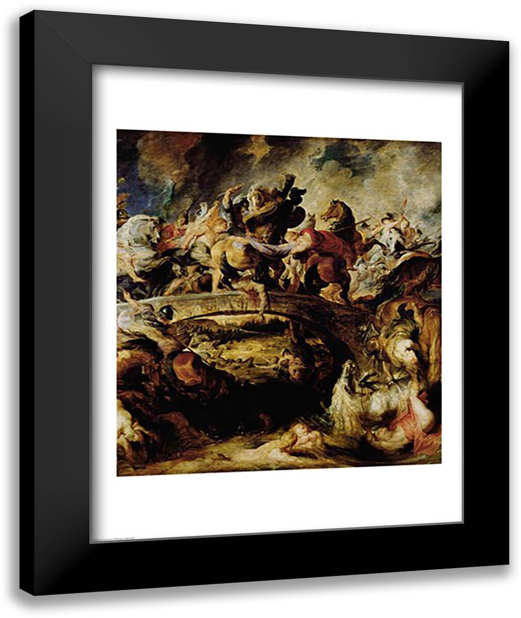 Battle of the Amazons and Greeks 22x28 Black Modern Wood Framed Art Print Poster by Rubens, Peter Paul