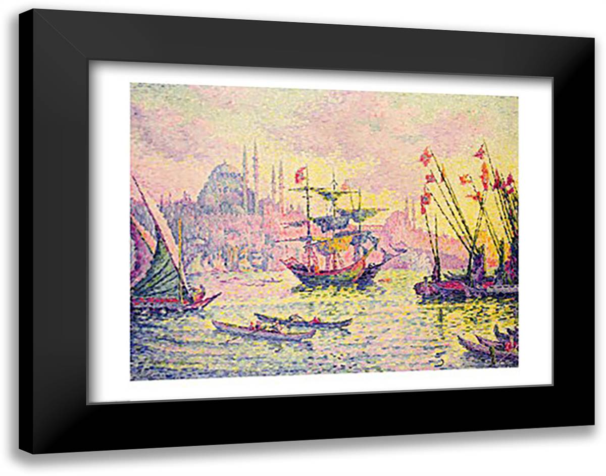 View of Constantinople, 1907 28x22 Black Modern Wood Framed Art Print Poster by Signac, Paul
