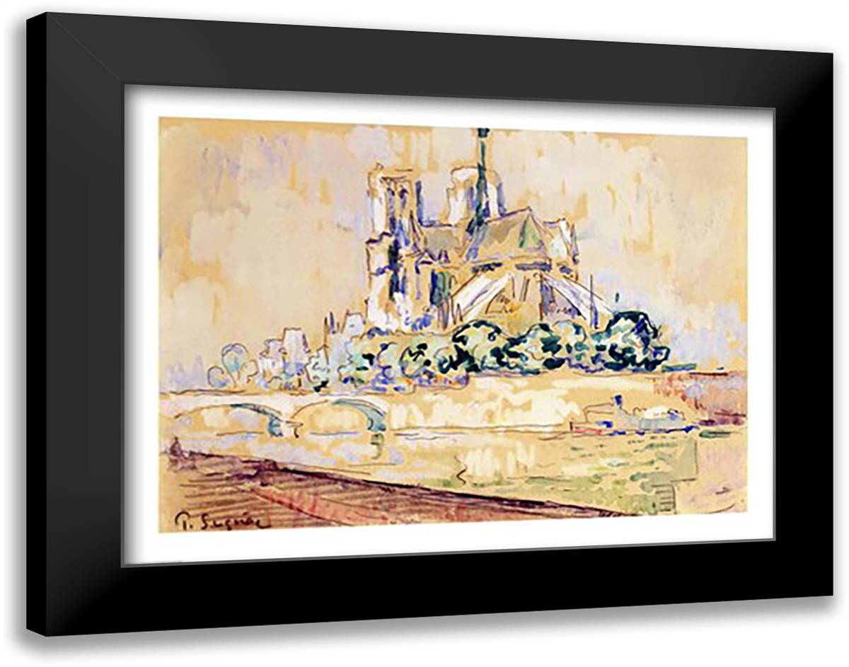 Notre Dame, 1885 28x22 Black Modern Wood Framed Art Print Poster by Signac, Paul