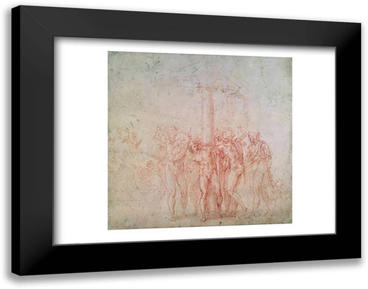 Inv. 1895 6-15-500. R. (W.15) The Flagellation of Christ 28x22 Black Modern Wood Framed Art Print Poster by Michelangelo
