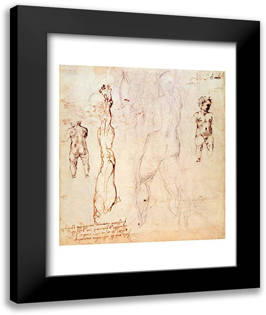 Anatomical drawings with accompanying notes 22x28 Black Modern Wood Framed Art Print Poster by Michelangelo