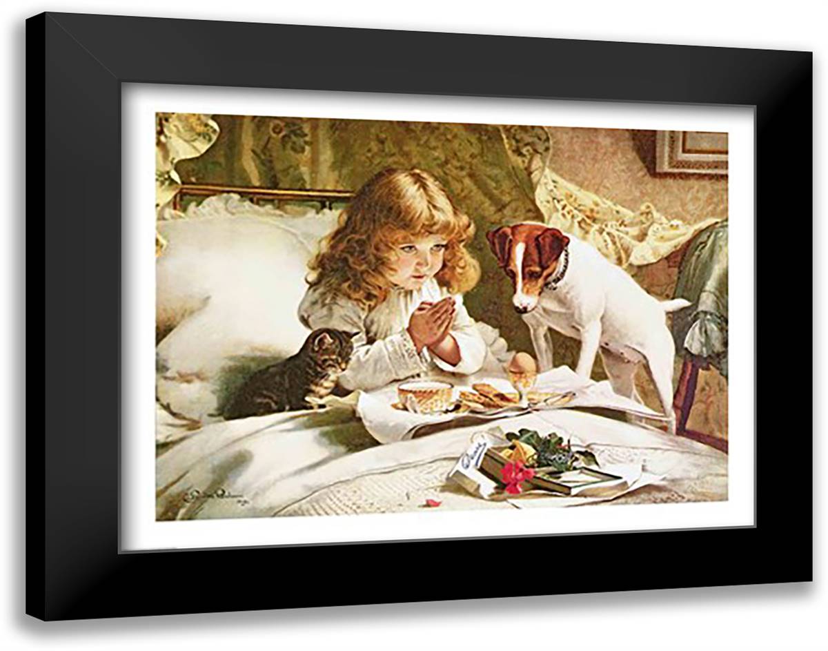Suspense, poster 28x22 Black Modern Wood Framed Art Print Poster by Barber, Charles Burton