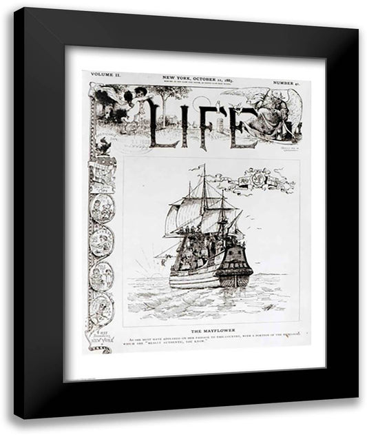 The Mayflower, front cover from 'Life' magazine, 11th October, 1883 22x28 Black Modern Wood Framed Art Print Poster