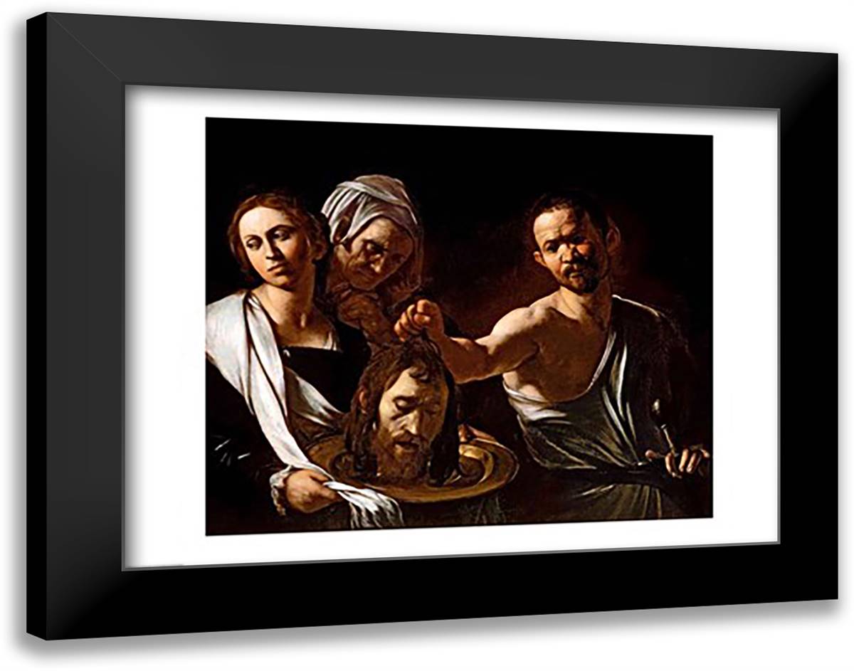 Salome Receives the Head of Saint John the Baptist, 1607-10 28x22 Black Modern Wood Framed Art Print Poster by Caravaggio