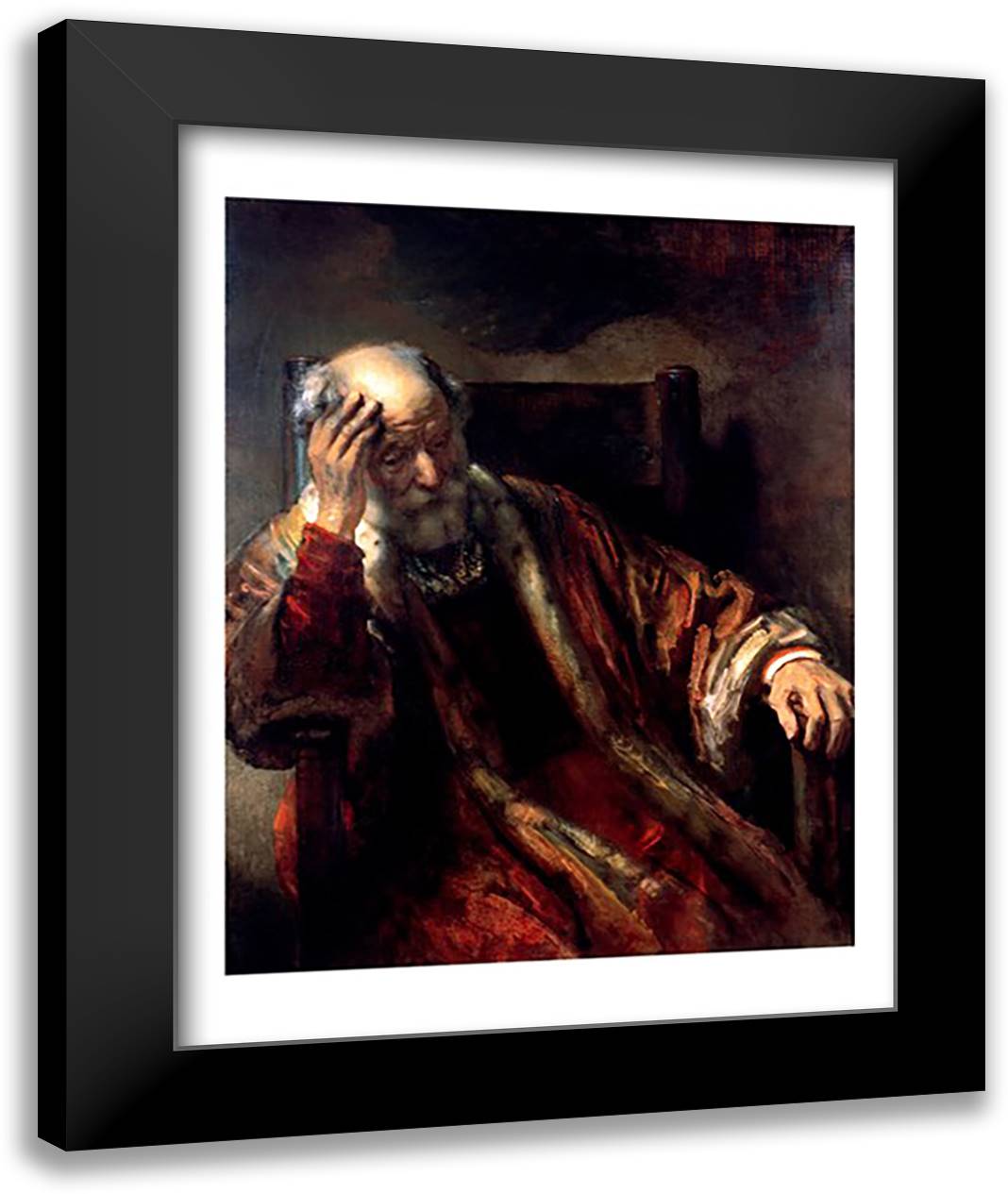 An Old Man in an Armchair 22x28 Black Modern Wood Framed Art Print Poster by Rembrandt