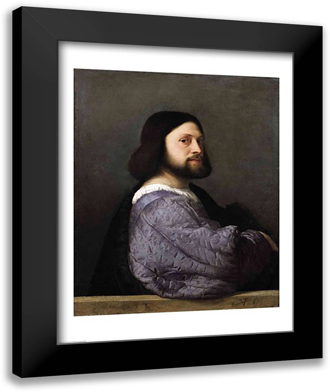 Portrait of a Man 22x28 Black Modern Wood Framed Art Print Poster by Titian