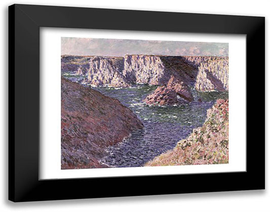The Rocks of Belle Ile, 1886 28x22 Black Modern Wood Framed Art Print Poster by Monet, Claude