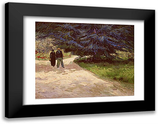 Couple in the Park, Arles, 1888 28x22 Black Modern Wood Framed Art Print Poster by Van Gogh, Vincent