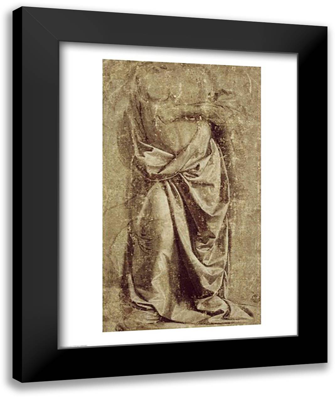 Drapery Study for a Standing Figure Seen from the Front 22x28 Black Modern Wood Framed Art Print Poster by da Vinci, Leonardo