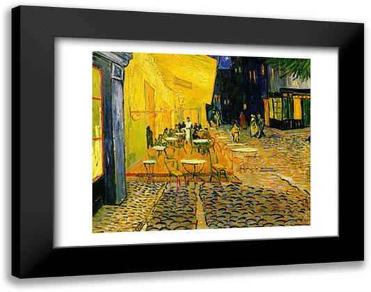 Cafe Terrace, Place du Forum, Arles, 1888 28x22 Black Modern Wood Framed Art Print Poster by Van Gogh, Vincent