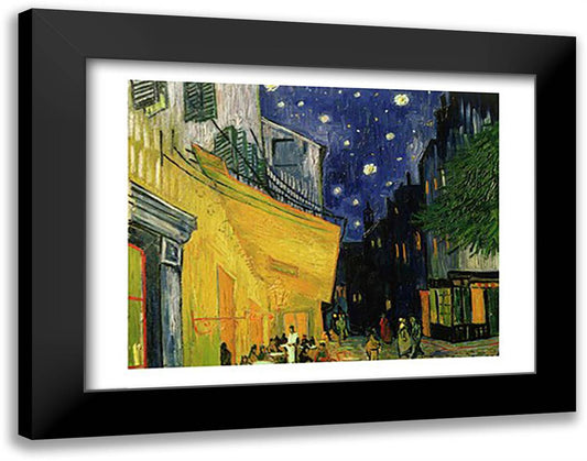 Cafe Terrace, Place du Forum, Arles, 1888 28x22 Black Modern Wood Framed Art Print Poster by Van Gogh, Vincent