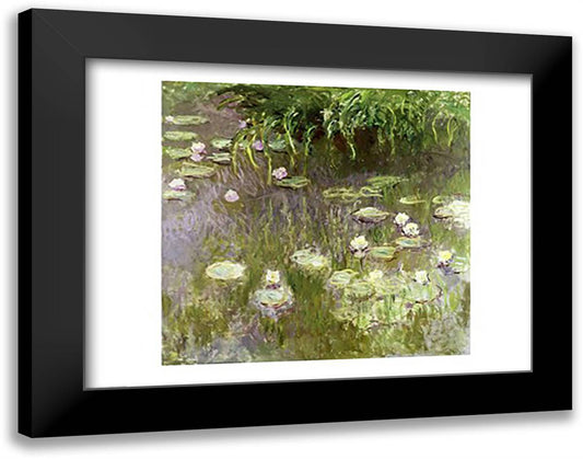 Waterlilies at Midday, 1918 28x22 Black Modern Wood Framed Art Print Poster by Monet, Claude