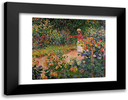 Garden at Giverny, 1895 28x22 Black Modern Wood Framed Art Print Poster by Monet, Claude