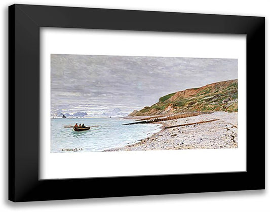 La Pointe de la Heve, 1864 28x22 Black Modern Wood Framed Art Print Poster by Monet, Claude