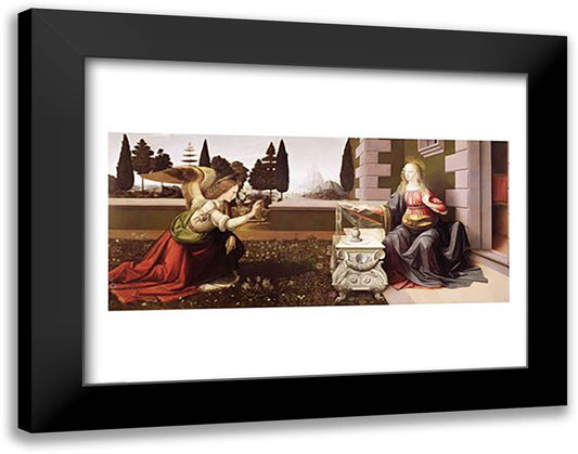 Annunciation, 1472-75 28x22 Black Modern Wood Framed Art Print Poster by da Vinci, Leonardo