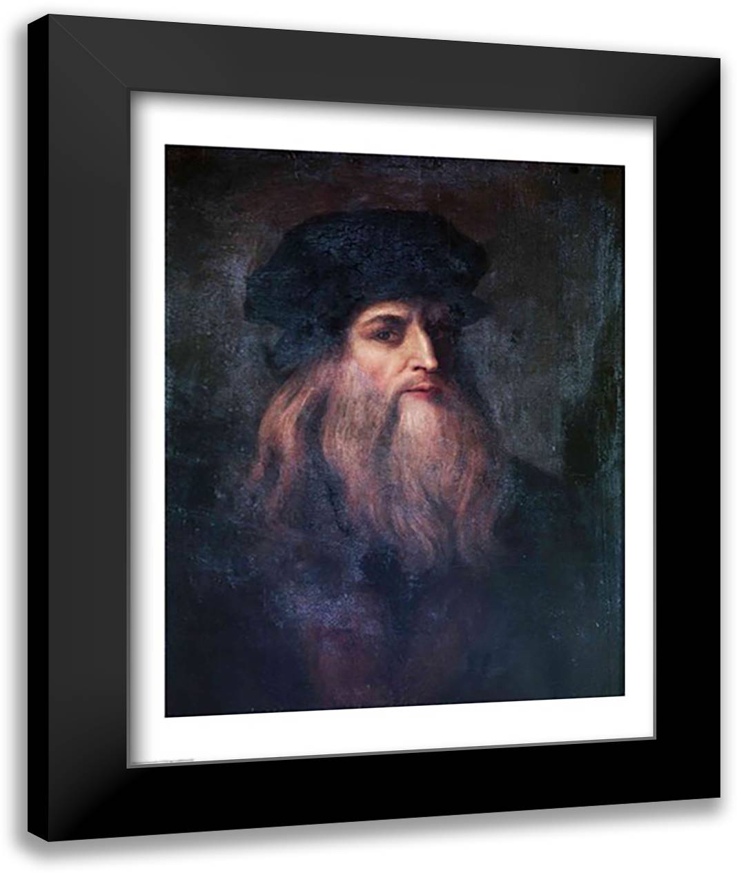 Self Portrait 22x28 Black Modern Wood Framed Art Print Poster by da Vinci, Leonardo