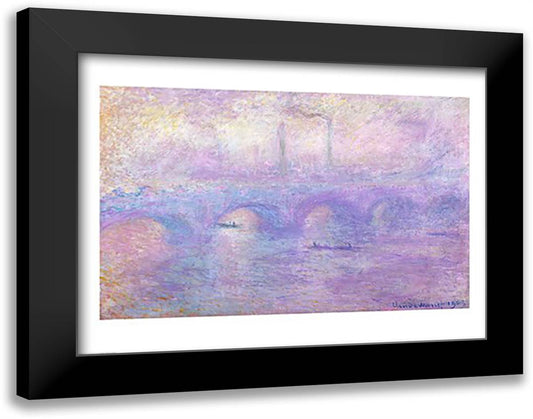 Waterloo Bridge in Fog, 1899-1901 28x22 Black Modern Wood Framed Art Print Poster by Monet, Claude
