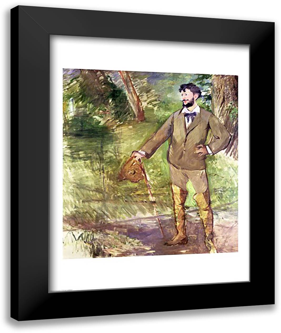 Portrait of Emile-Auguste Carolus-Duran 22x28 Black Modern Wood Framed Art Print Poster by Manet, Edouard