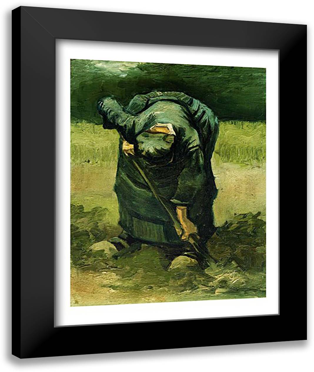 Peasant Woman Digging, 1885 22x28 Black Modern Wood Framed Art Print Poster by Van Gogh, Vincent
