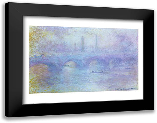 Waterloo Bridge, Effect of Fog, 1903 28x22 Black Modern Wood Framed Art Print Poster by Monet, Claude