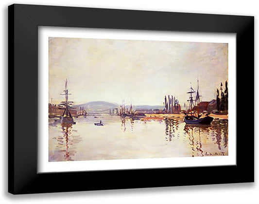 The Seine Below Rouen 28x22 Black Modern Wood Framed Art Print Poster by Monet, Claude