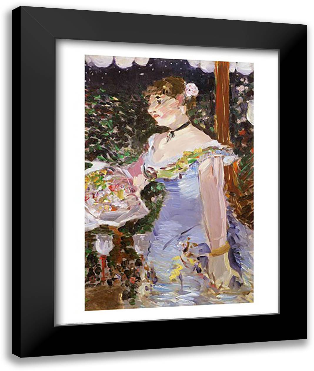 Cafe Concert Singer 22x28 Black Modern Wood Framed Art Print Poster by Manet, Edouard