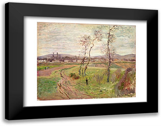 The Plain at Gennevilliers, 1877 28x22 Black Modern Wood Framed Art Print Poster by Monet, Claude