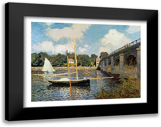 The Seine at Argenteuil 28x22 Black Modern Wood Framed Art Print Poster by Monet, Claude