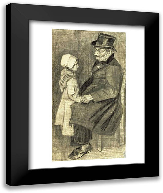 Seated Man with his Daughter, 1882 22x28 Black Modern Wood Framed Art Print Poster by Van Gogh, Vincent