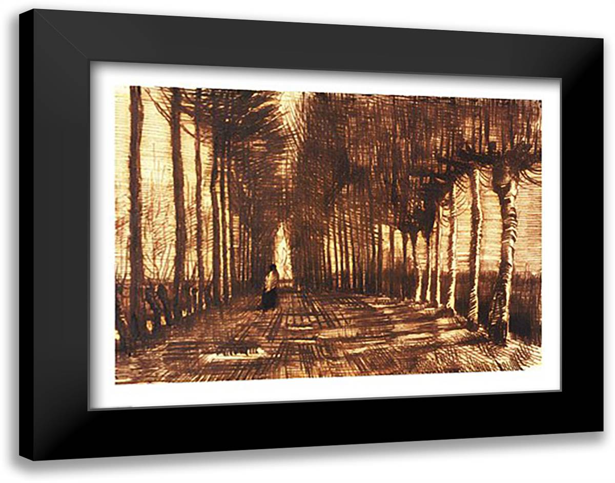 Figure on a Road, 1884 28x22 Black Modern Wood Framed Art Print Poster by Van Gogh, Vincent